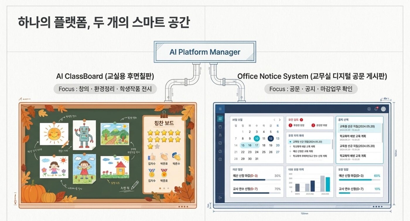 AI ClassBoard — 교실 후면칠판과 교무실 디지털 공문 게시판을 통합 관리하는 스마트 스쿨보드